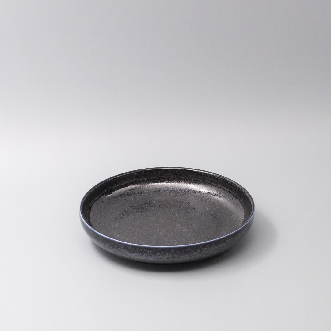 Premium 22cm Midnight Pearl Glaze High Rim Ceramic Plate Dishwasher Microwave Safe