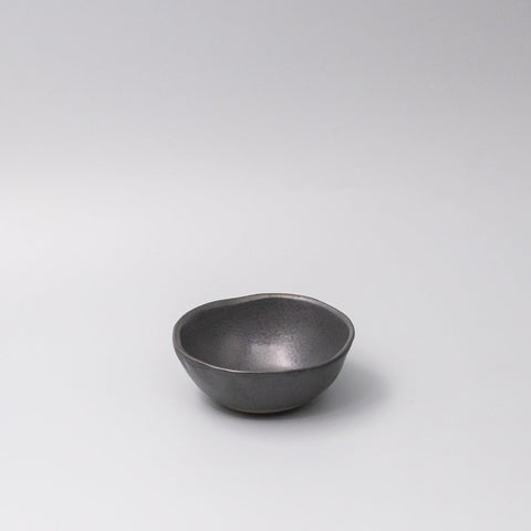 Premium 11.5cm Black Glaze Lopsided Ceramic Bowl 100ml Japanese Tableware