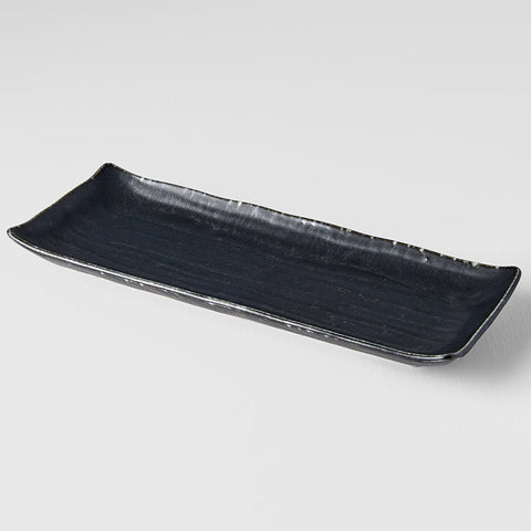 Premium 26.5cm Ibushi Black Glaze Rectangular Ceramic Plate Dishwasher Microwave Safe