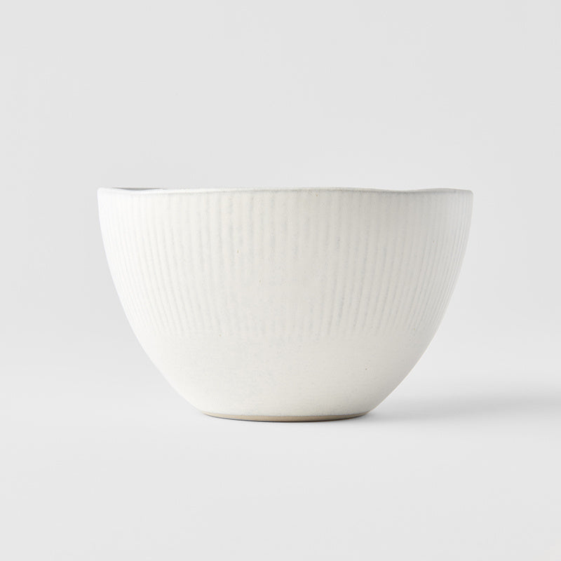 Premium Deep Bowl – White Snow Leaf Glaze 13.5cm, 300ml