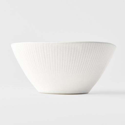 Premium Large Bowl – White Snow Leaf Glaze 18cm, 500ml