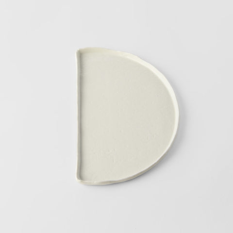 Premium 27cm Ivory White Glaze Half Moon Ceramic Plate Dishwasher Microwave Safe