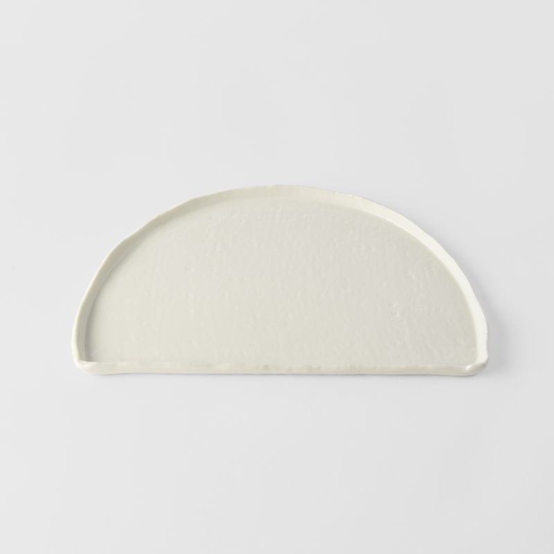 Premium 27cm Ivory White Glaze Half Moon Ceramic Plate Dishwasher Microwave Safe