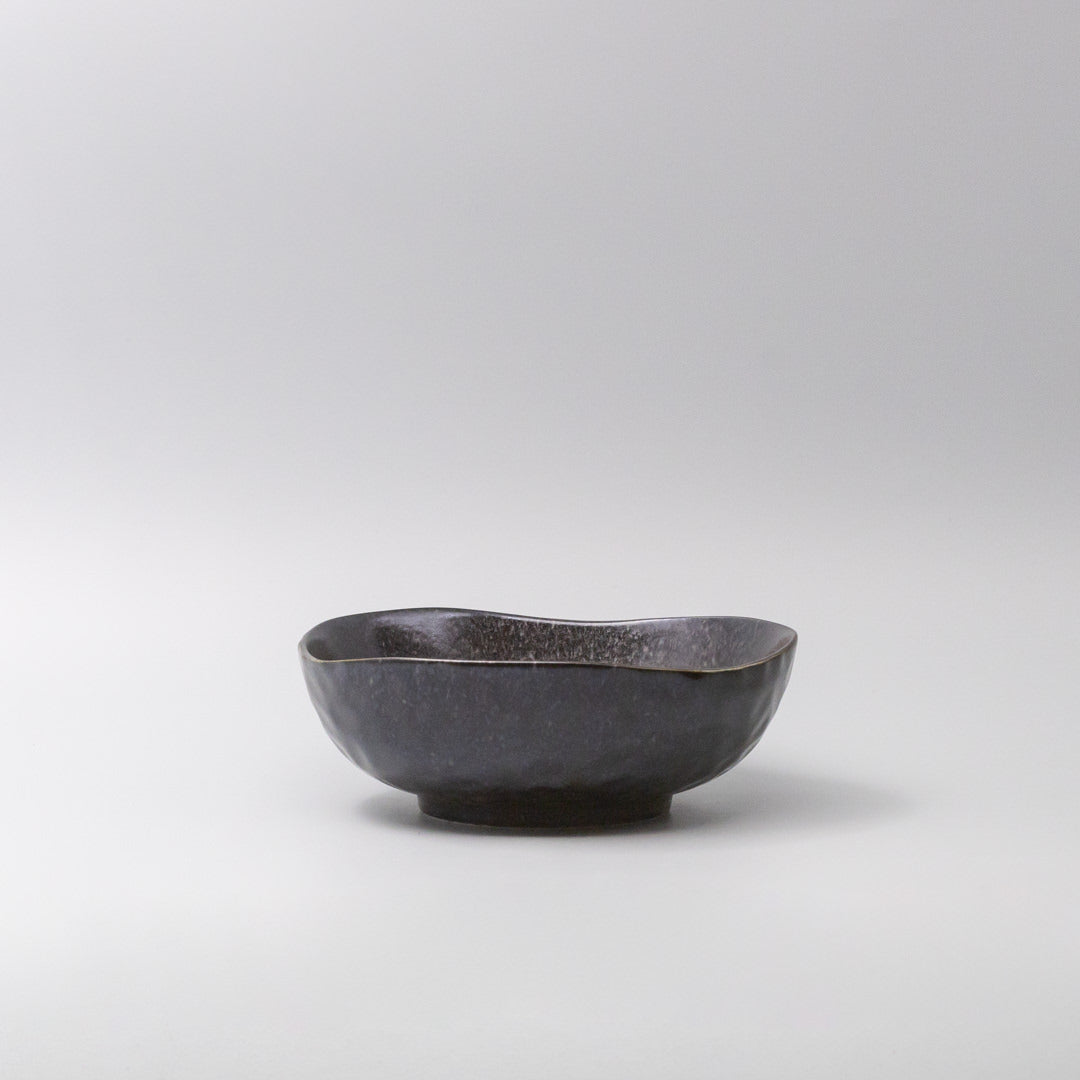 Premium Organic Shape Bowl – Kanso Matte Black Glaze 20cm