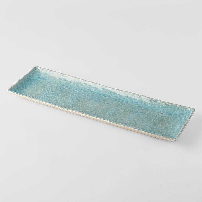 Premium 50cm Crazed Blue Glaze Rectangular Ceramic Platter Dishwasher Microwave Safe