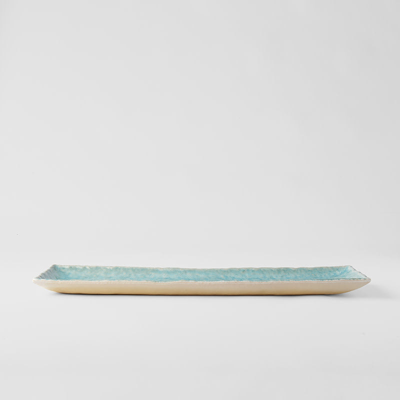 Premium 50cm Crazed Blue Glaze Rectangular Ceramic Platter Dishwasher Microwave Safe