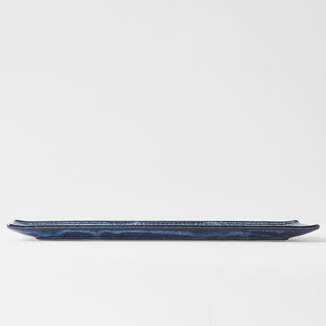 Premium Rectangular Plate – Dark Blue Line Glaze 33 x 10cm