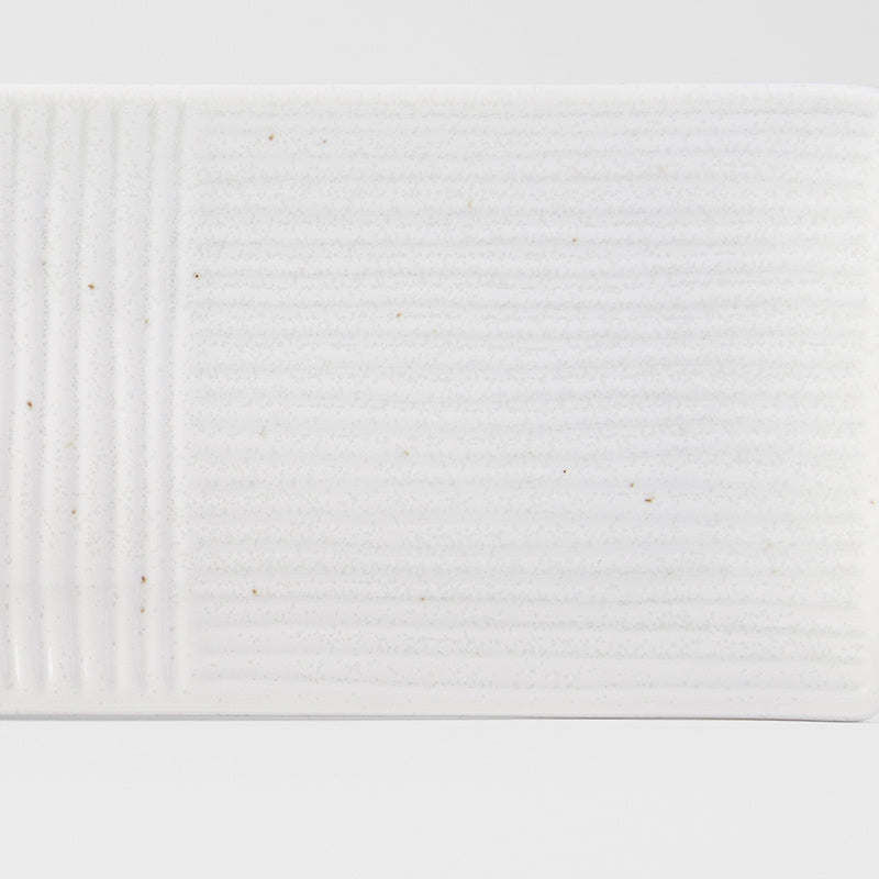 Premium 33cm Line Design White Glaze Ceramic Sashimi Plate Dishwasher Microwave Safe