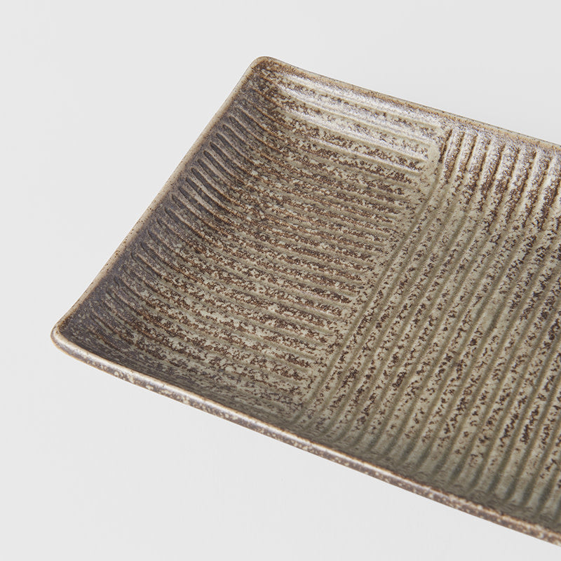 Premium Sushi Plate with Light Brown Glaze - 21cm