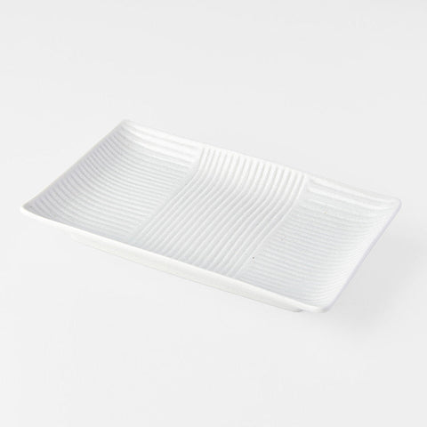 Premium Sushi Plate with Line White Design - Blue, 21cm