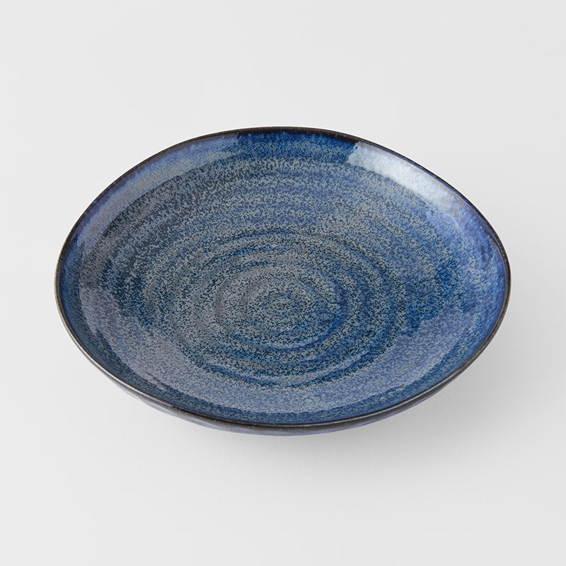 Premium 23cm Kanso Indigo Blue Glaze Organic Ceramic Dinner Plate Dishwasher Microwave Safe