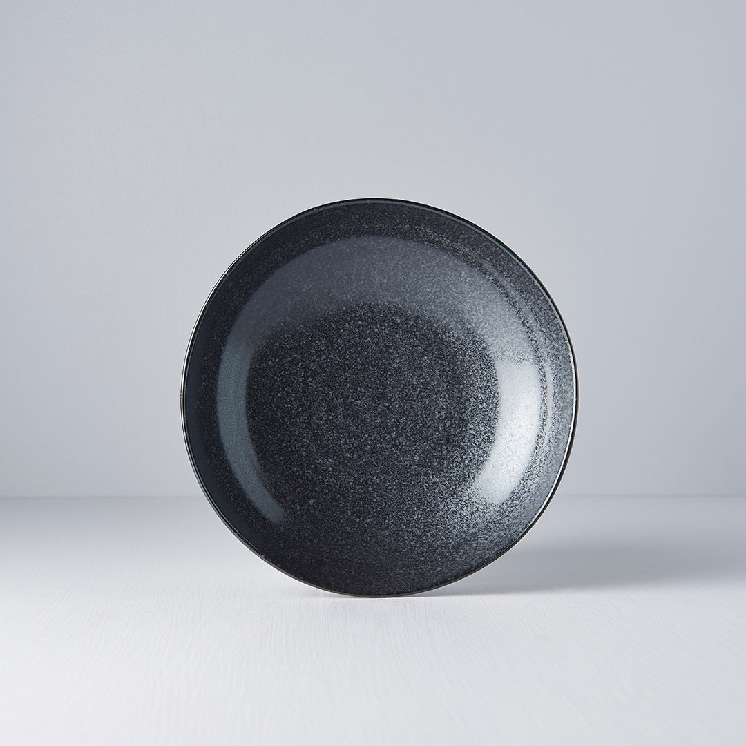 Premium 21cm Kanso Matte Black Organic Ceramic Pasta Bowl 600ml Dishwasher Microwave Safe