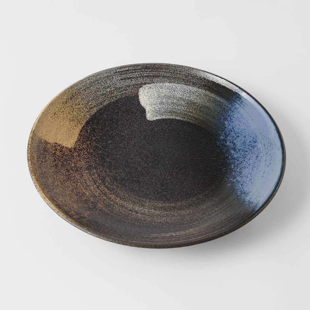 Premium Dinner Plate – Black Gold Brushstroke Glaze 28.5cm