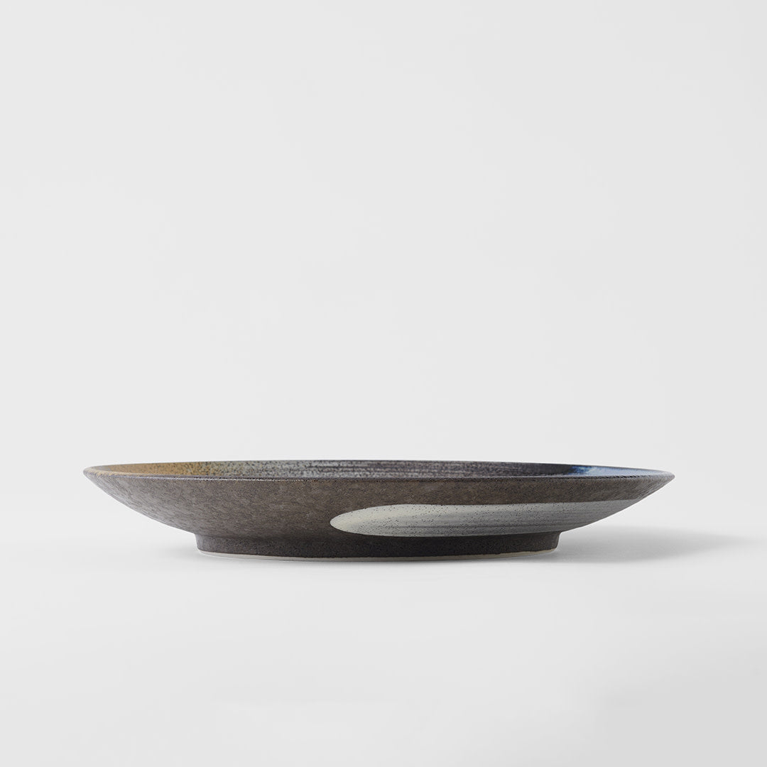 Premium Dinner Plate – Black Gold Brushstroke Glaze 28.5cm