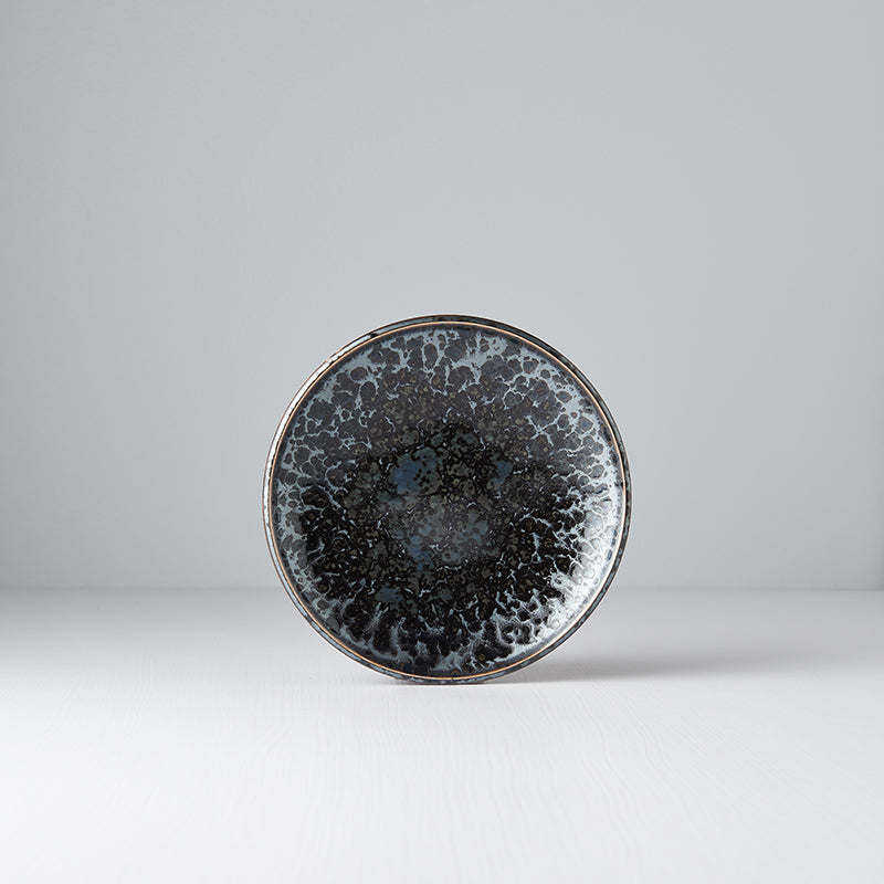 Premium Tapas Plate – Black Pearl Glaze 17cm