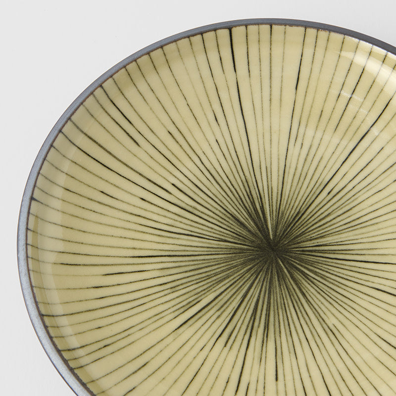 Premium Tapas Plate – Green Converging Line Glaze 17cm