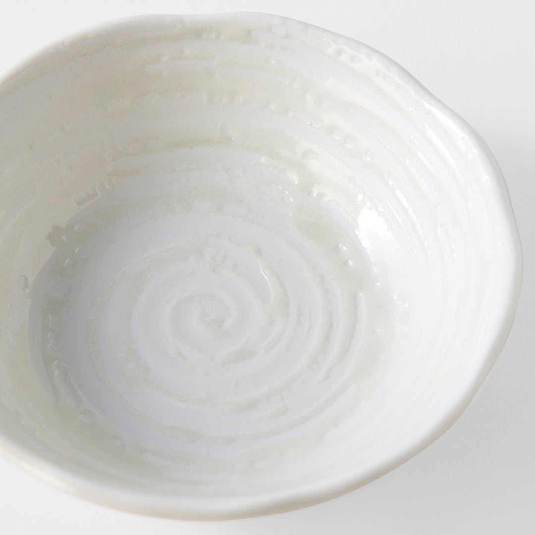 Premium 13.5cm White Spiral Glaze Ceramic Bowl 200ml Dishwasher Microwave Safe