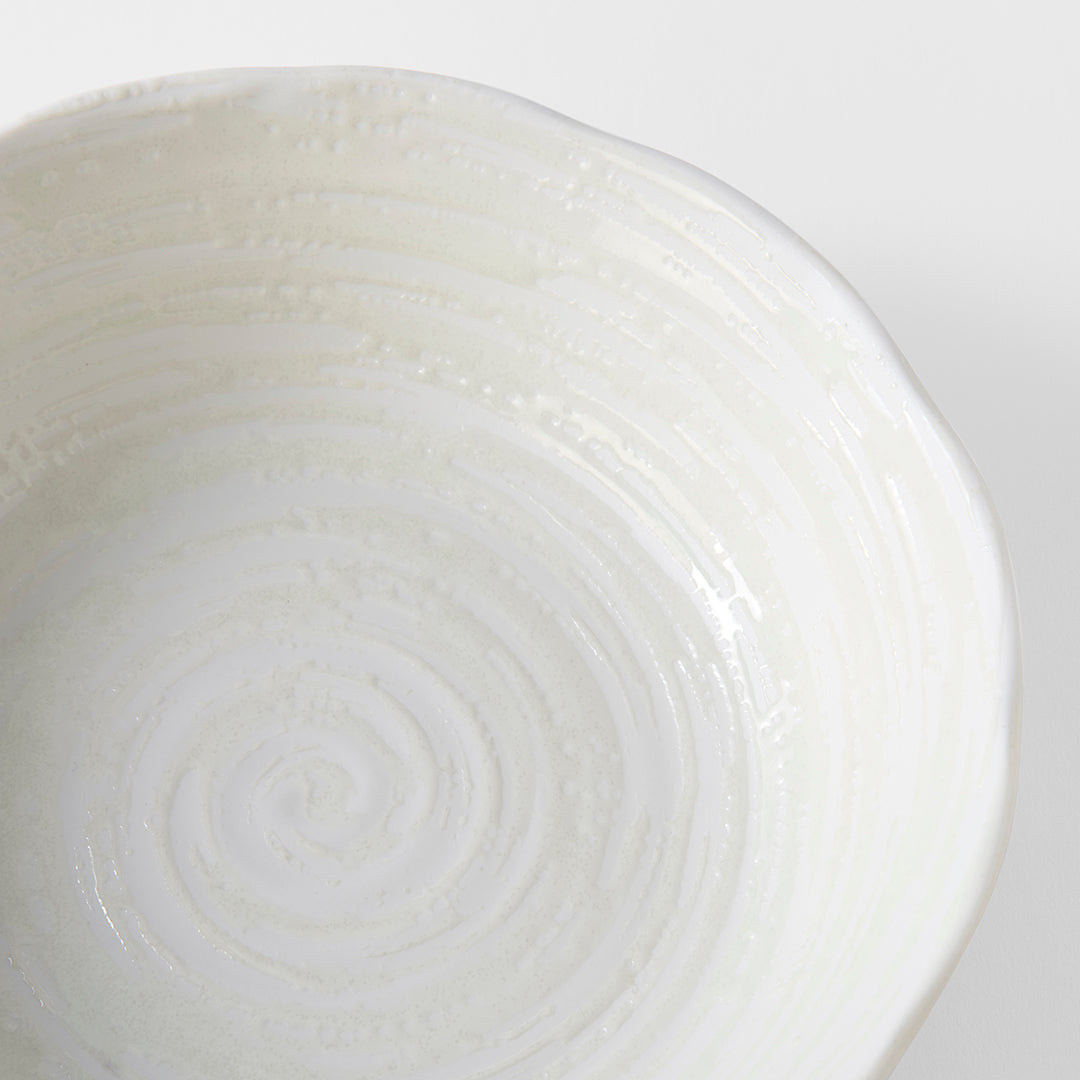 Premium 21.5cm White Spiral Glaze Ceramic Bowl 900ml Dishwasher Microwave Safe