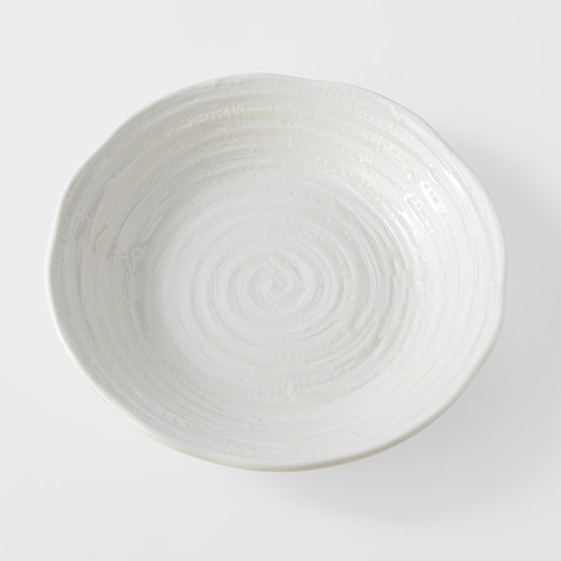 Premium 23.5cm White Spiral Glaze Ceramic Bowl 600ml Dishwasher Microwave Safe