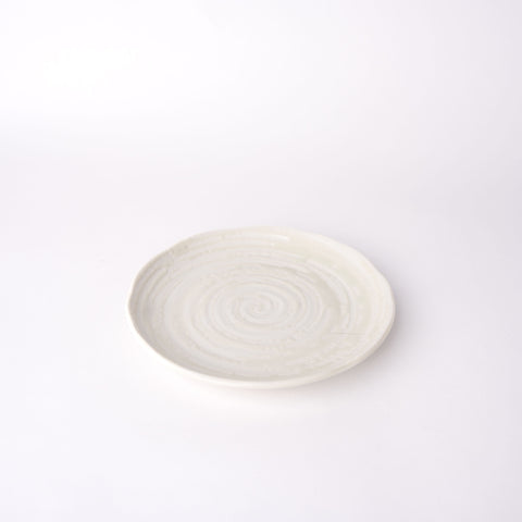Premium 16cm White Spiral Glaze Ceramic Tapas Plate Dishwasher Microwave Safe