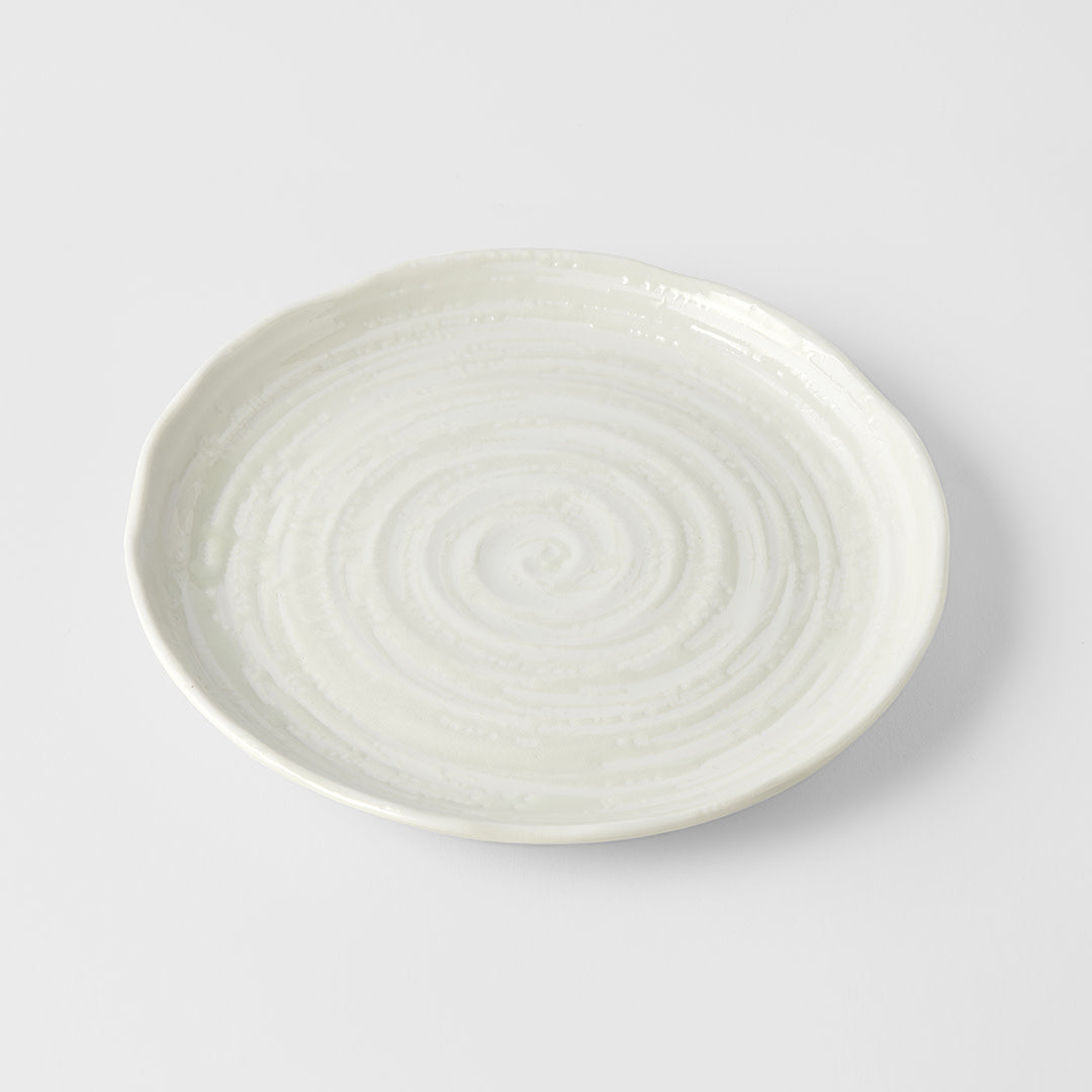 21.5cm White Spiral Glaze Ceramic Side Plate Dishwasher Microwave Safe