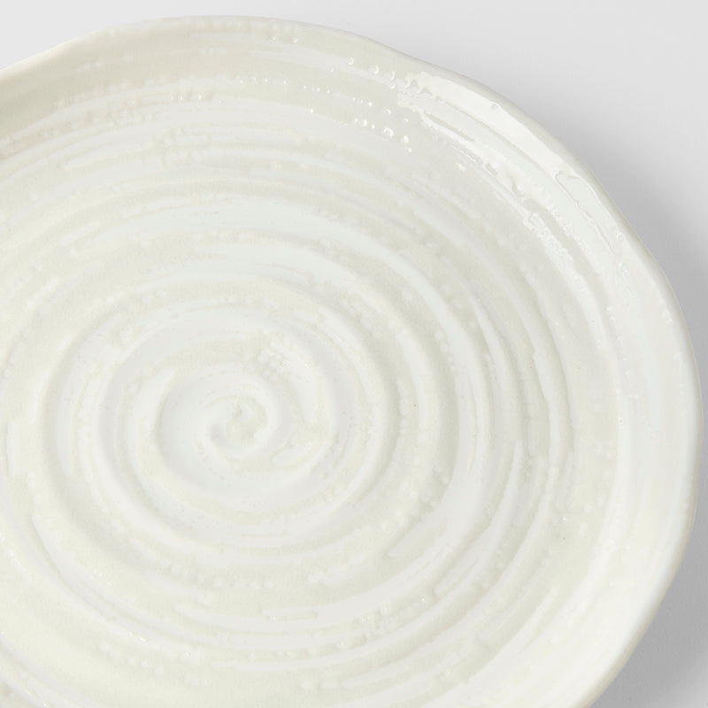 21.5cm White Spiral Glaze Ceramic Side Plate Dishwasher Microwave Safe