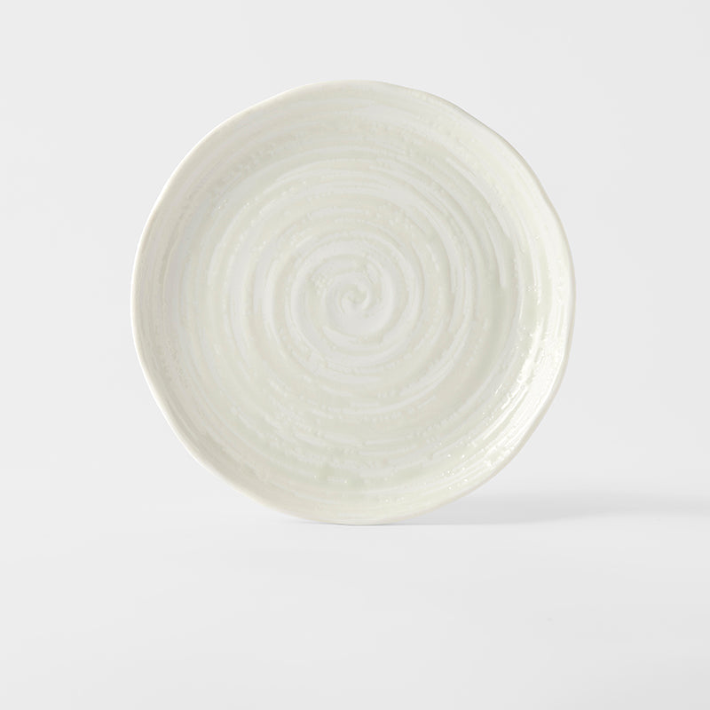 21.5cm White Spiral Glaze Ceramic Side Plate Dishwasher Microwave Safe