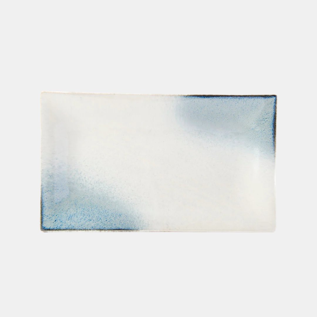 Premium Ceramic Platter – White Aurora Glaze 33 x 19cm