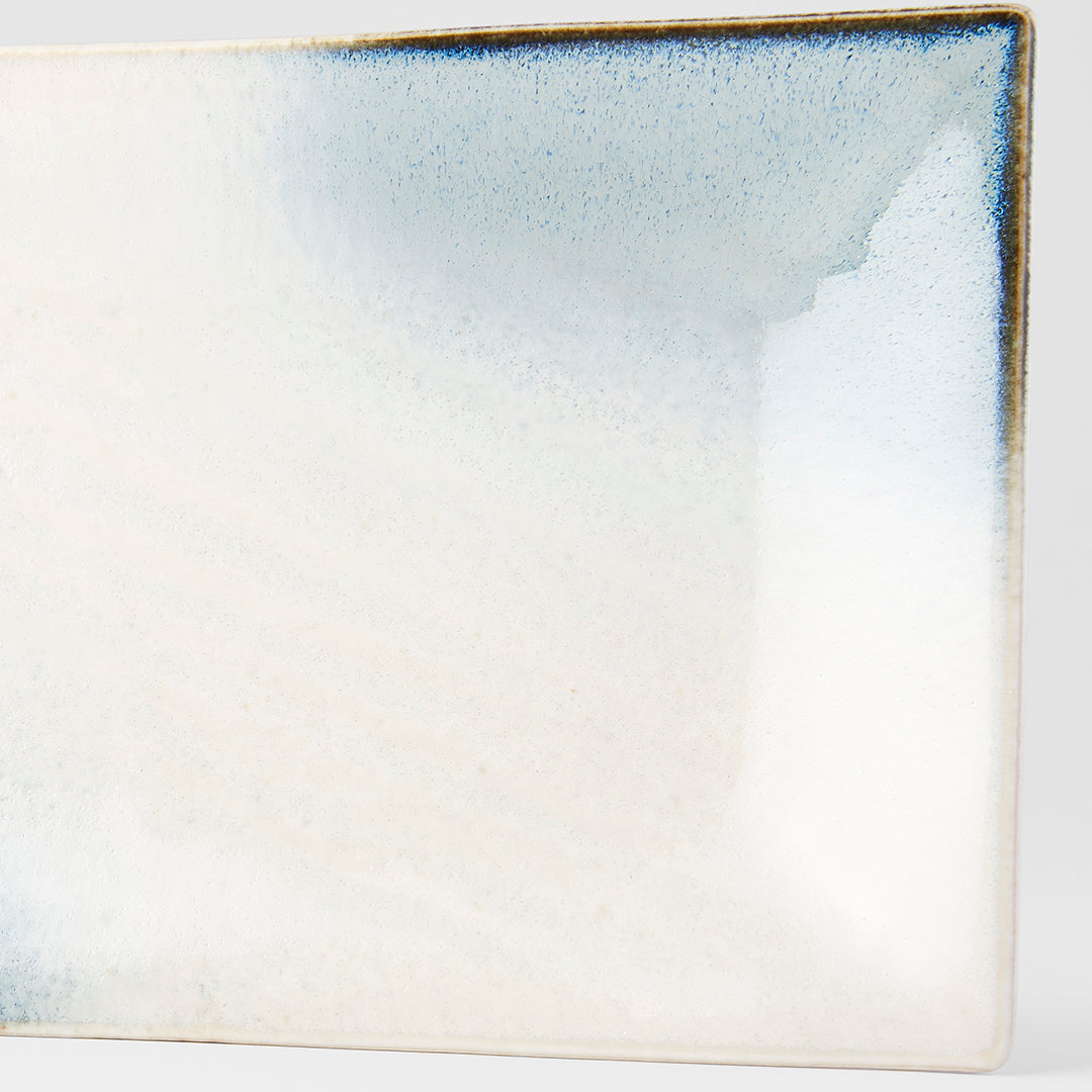 Premium Ceramic Platter – White Aurora Glaze 33 x 19cm