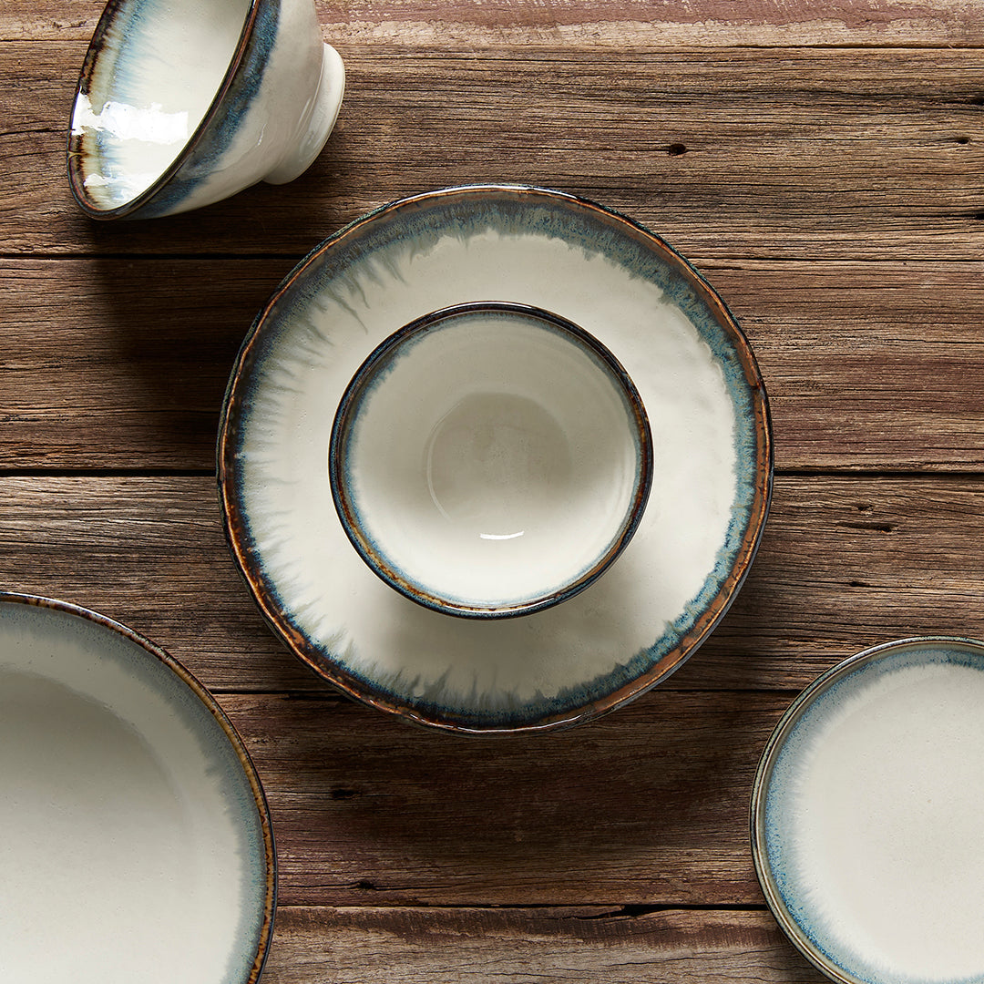 Premium Ceramic Deep Bowl – White Aurora Glaze 13cm