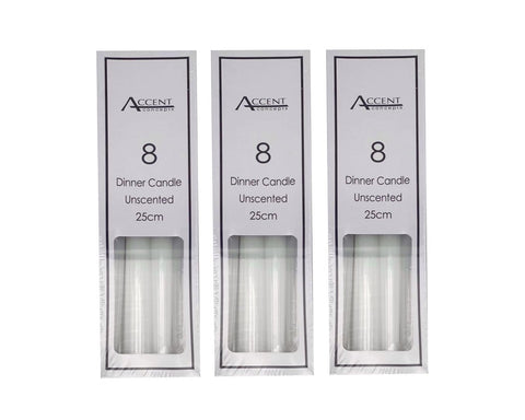 192 x Unscented Dinner Candles White 25cm - Decorative Wax Candles - SuperSaverAU - view 1