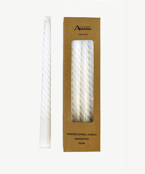 bulk 96 Spiral Dinner Candle White 25cm - SuperSaverAU - view 1