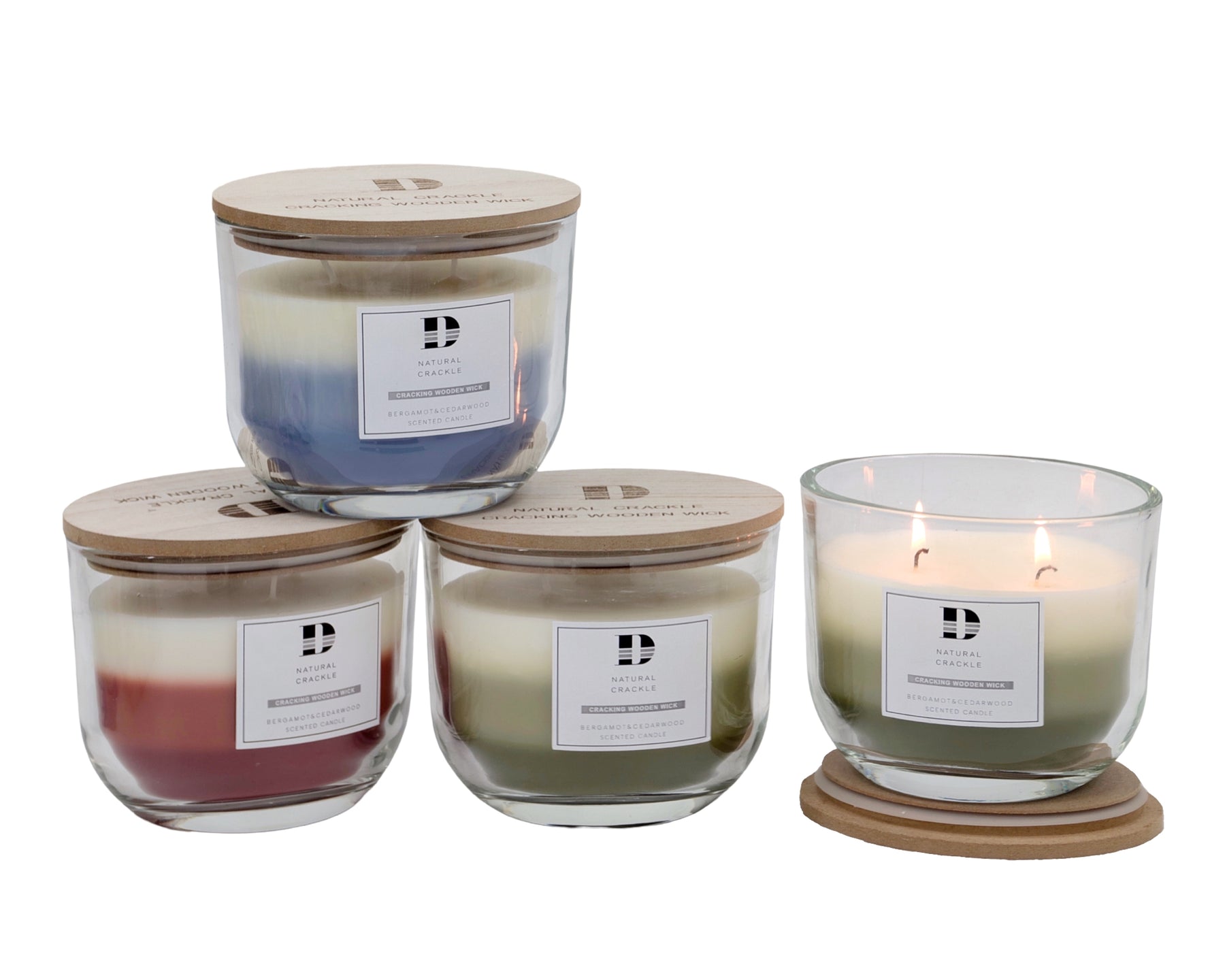 Decorative 3 Layer Glass Jar Candle Assort - 12cm, Multi Colour, Relaxing Glow - SuperSaverAU - view 1