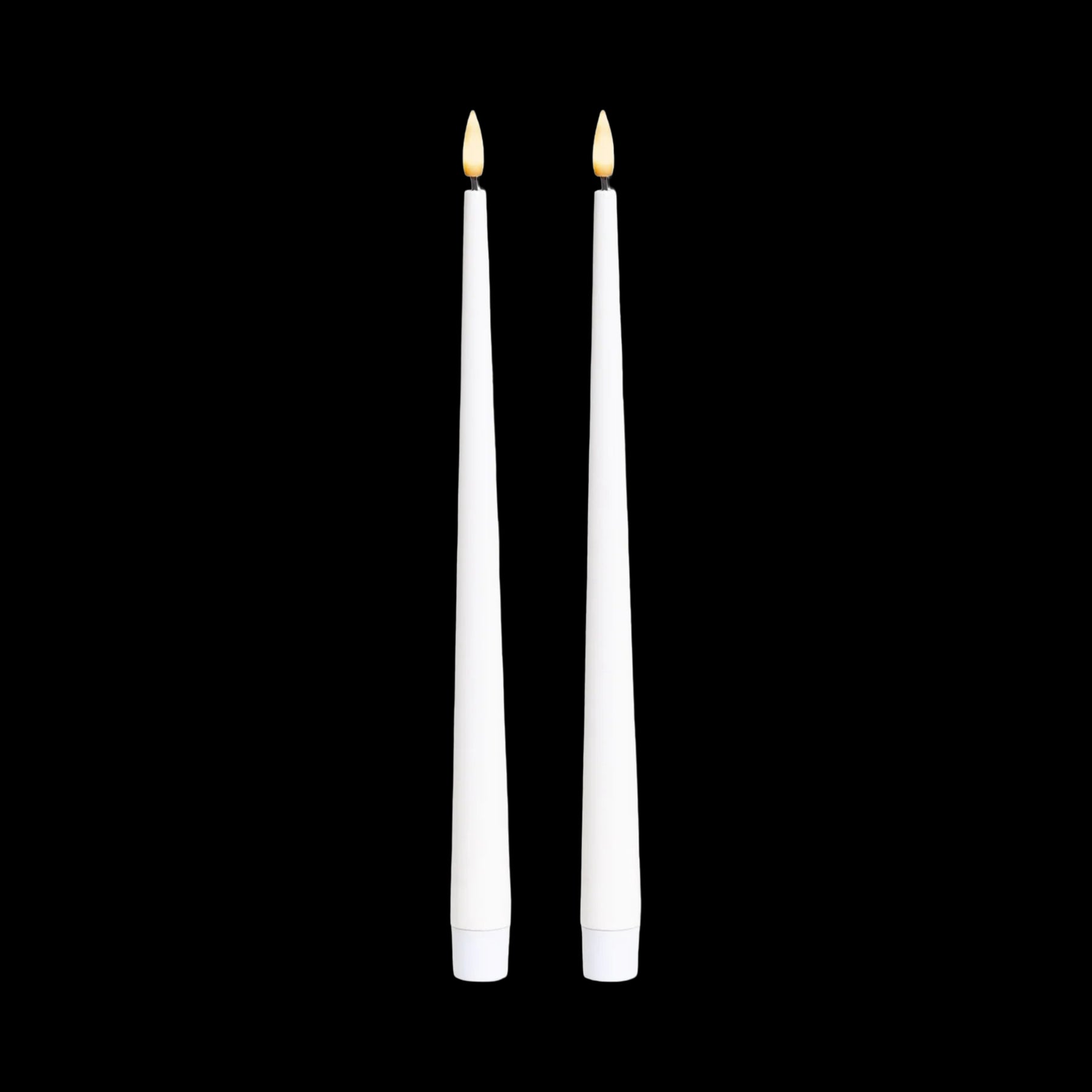Premium LED Tapered Dinner Candles – White 24cm, 24 Pack