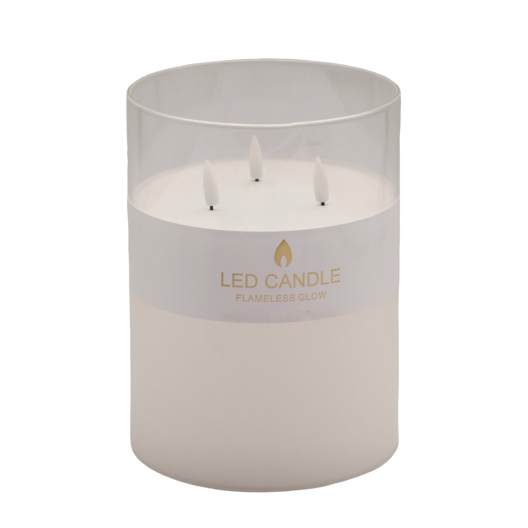Premium Glass Tube LED 3 Wick Candles – 4 Pack, 20cm