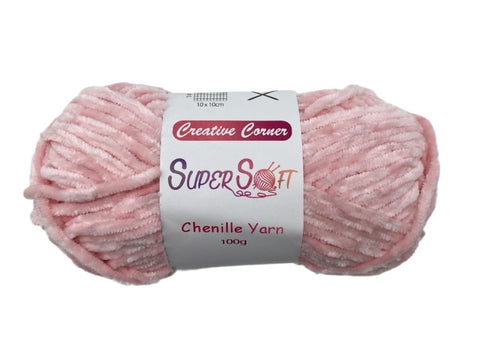 Baby Pink Super Soft Chenille Yarn 100G - 12 Pack, 100% Acrylic, 1 kg - SuperSaverAU - view 1