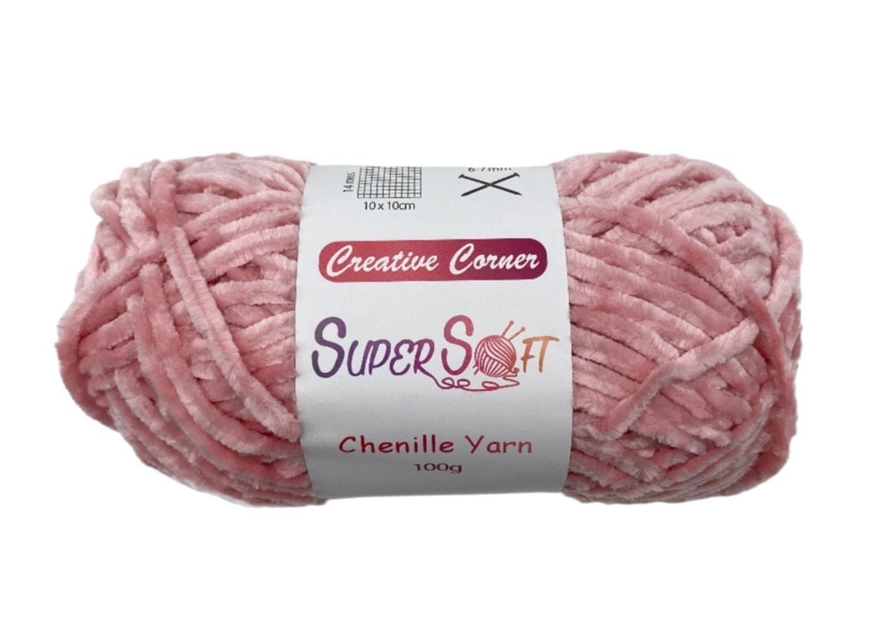 bulk 12 Pink Super Soft Chenille Yarn 100G - SuperSaverAU - view 1