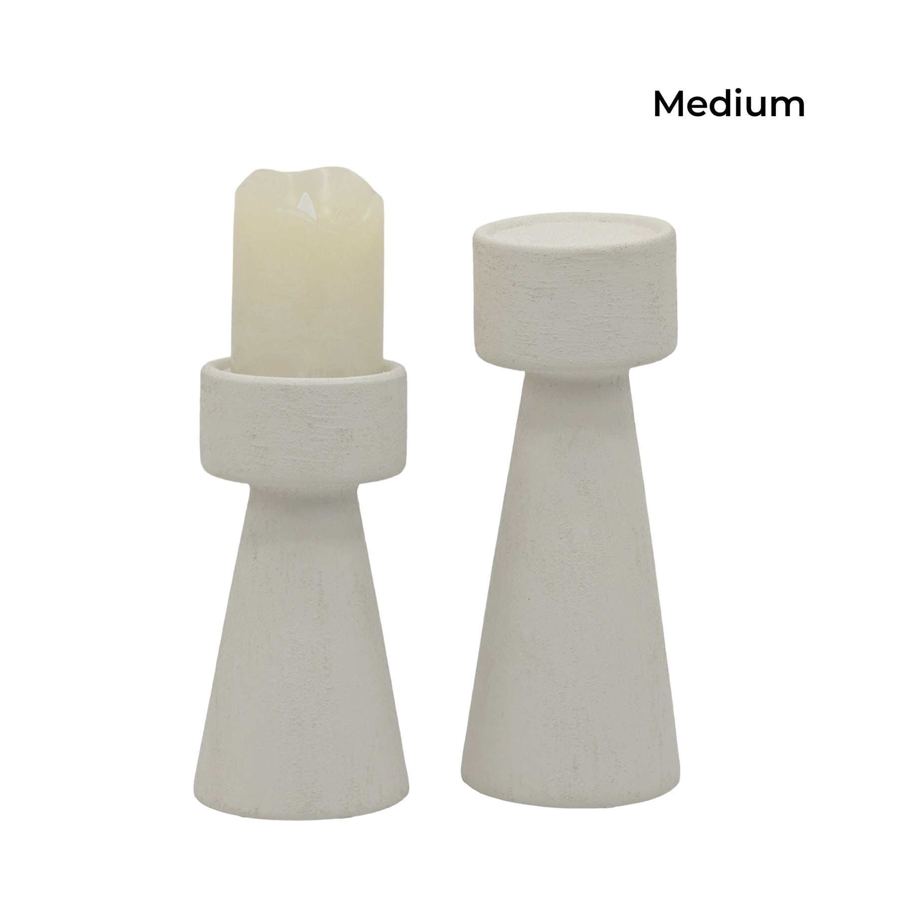 Premium Bulk 6 Minimalist Nordic White Ceramic Candle Holders 21cm