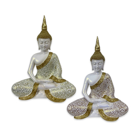 Buddha Statue Assort Set of 2, Multi Colour, 25cm, Poly Resin - SuperSaverAU - view 1