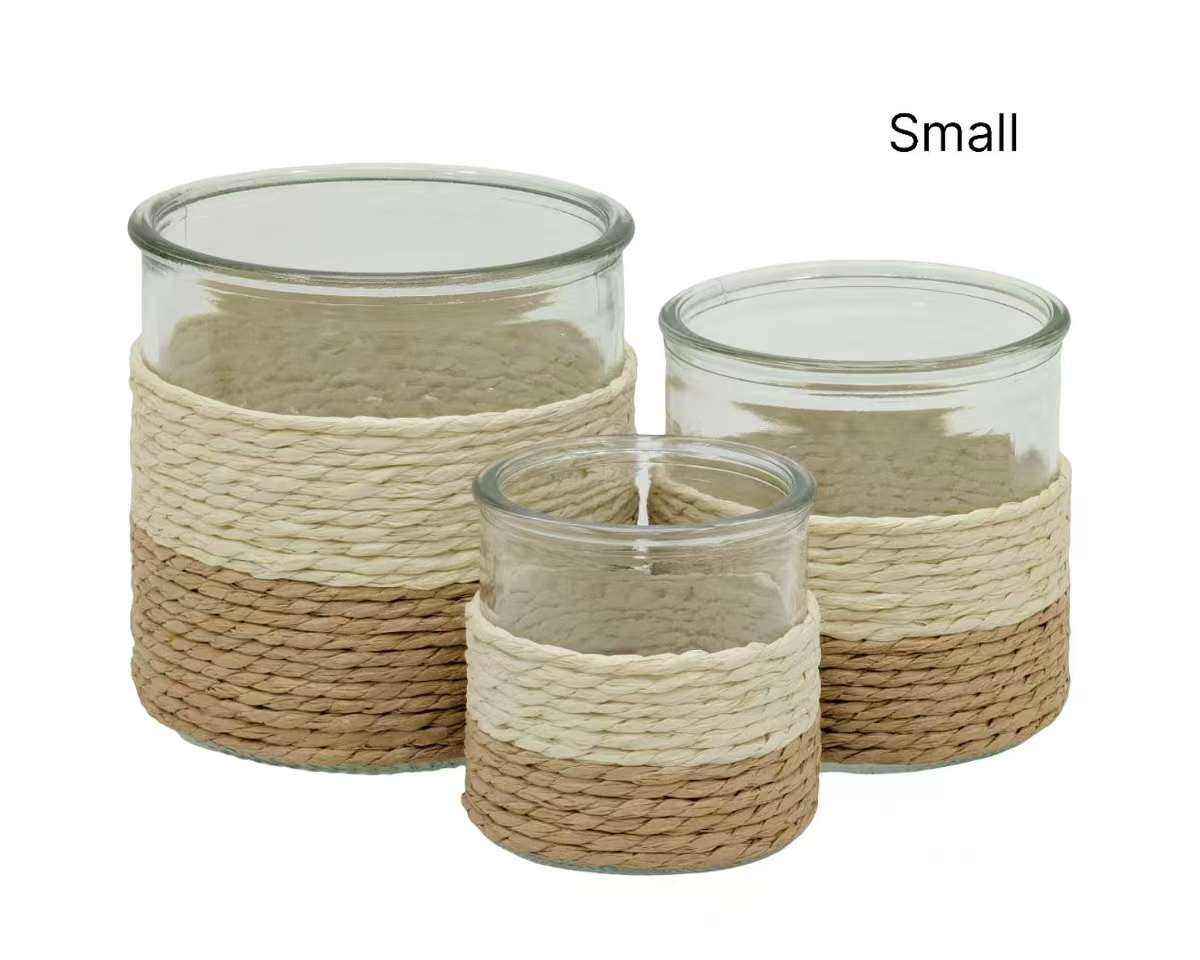 Premium Paper Rope Glass Jars – Natural & White 24 Pack, 8cm