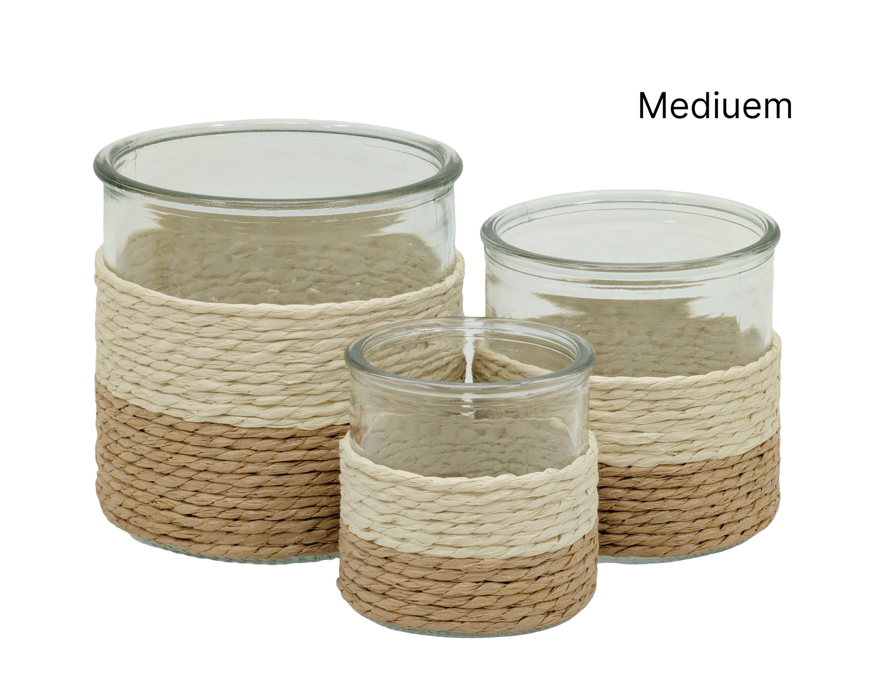 Premium Paper Rope Glass Jars – Natural & White 24 Pack, 10cm