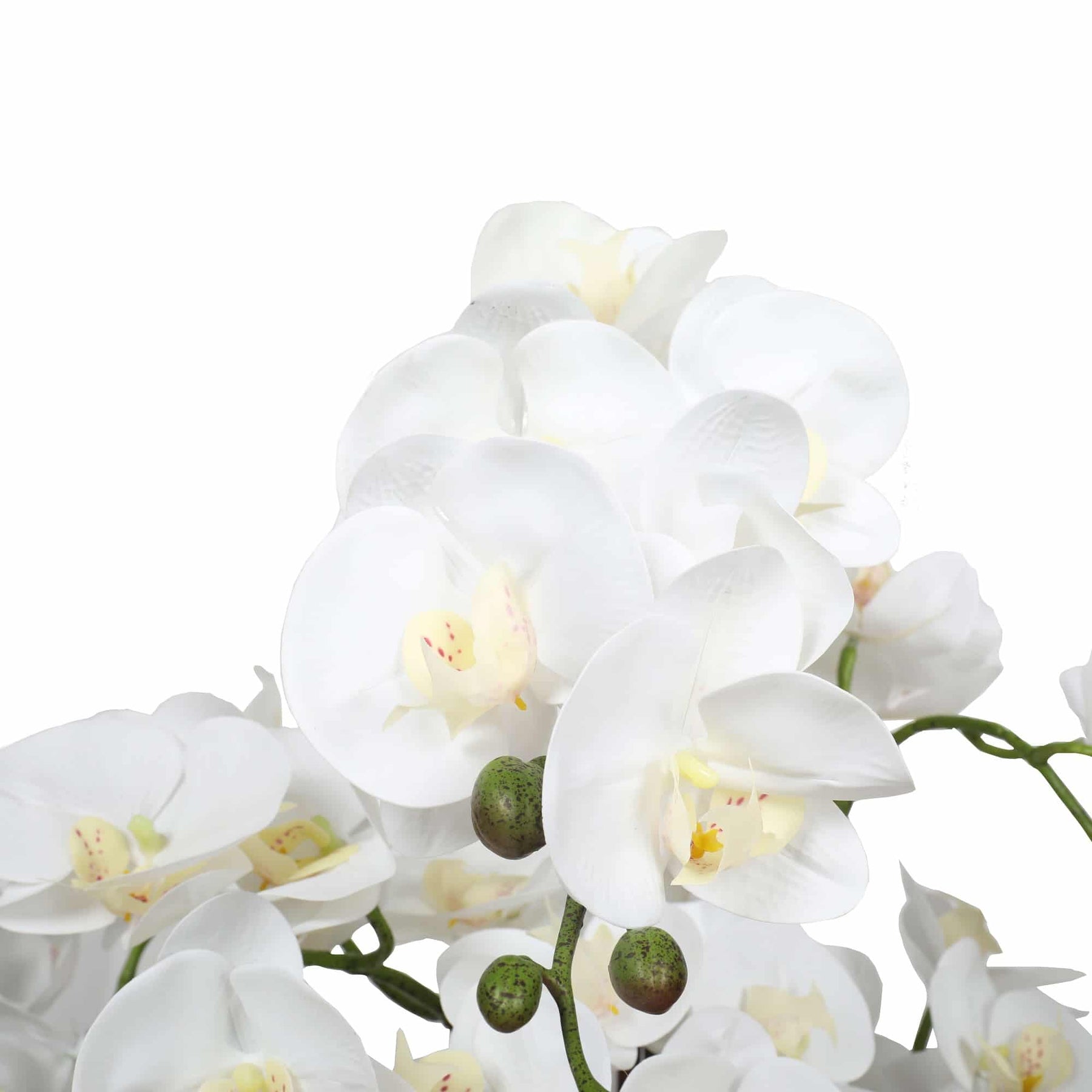 Large Flowering White Faux Potted Orchid 65cm - Lifelike, Low Maintenance, Modern Pot - SuperSaverAU - view 4
