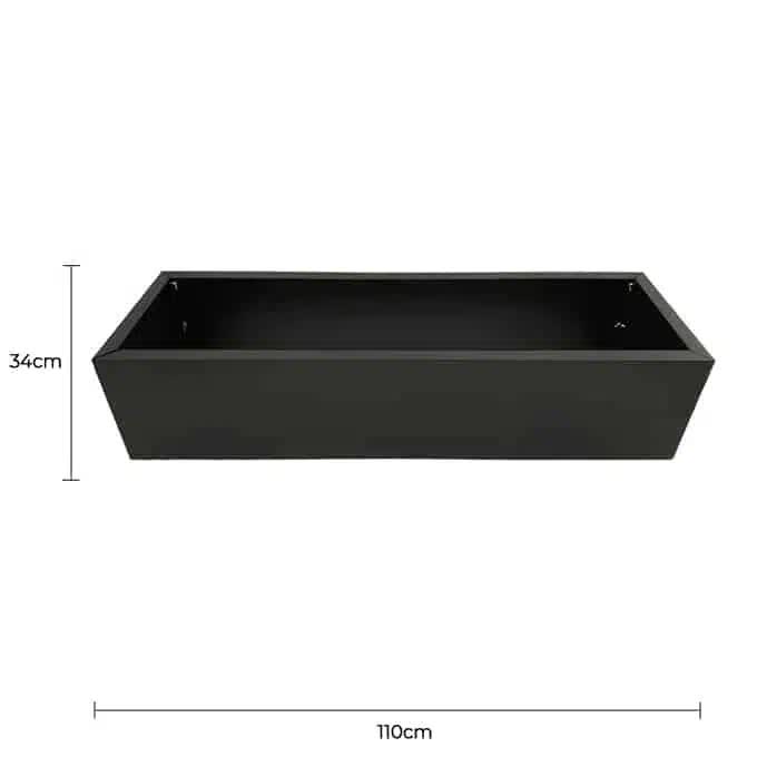 Stunning Black Metal Planter 110cm x 34cm x 25cm for Designer Hedges - SuperSaverAU - view 2