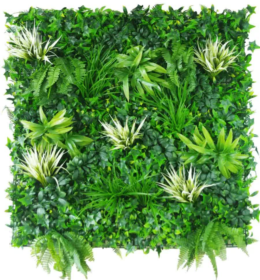 Designer Plants White Grassy Greenery Vertical Garden UV Resistant 100cm x 100cm - SuperSaverAU - view 1