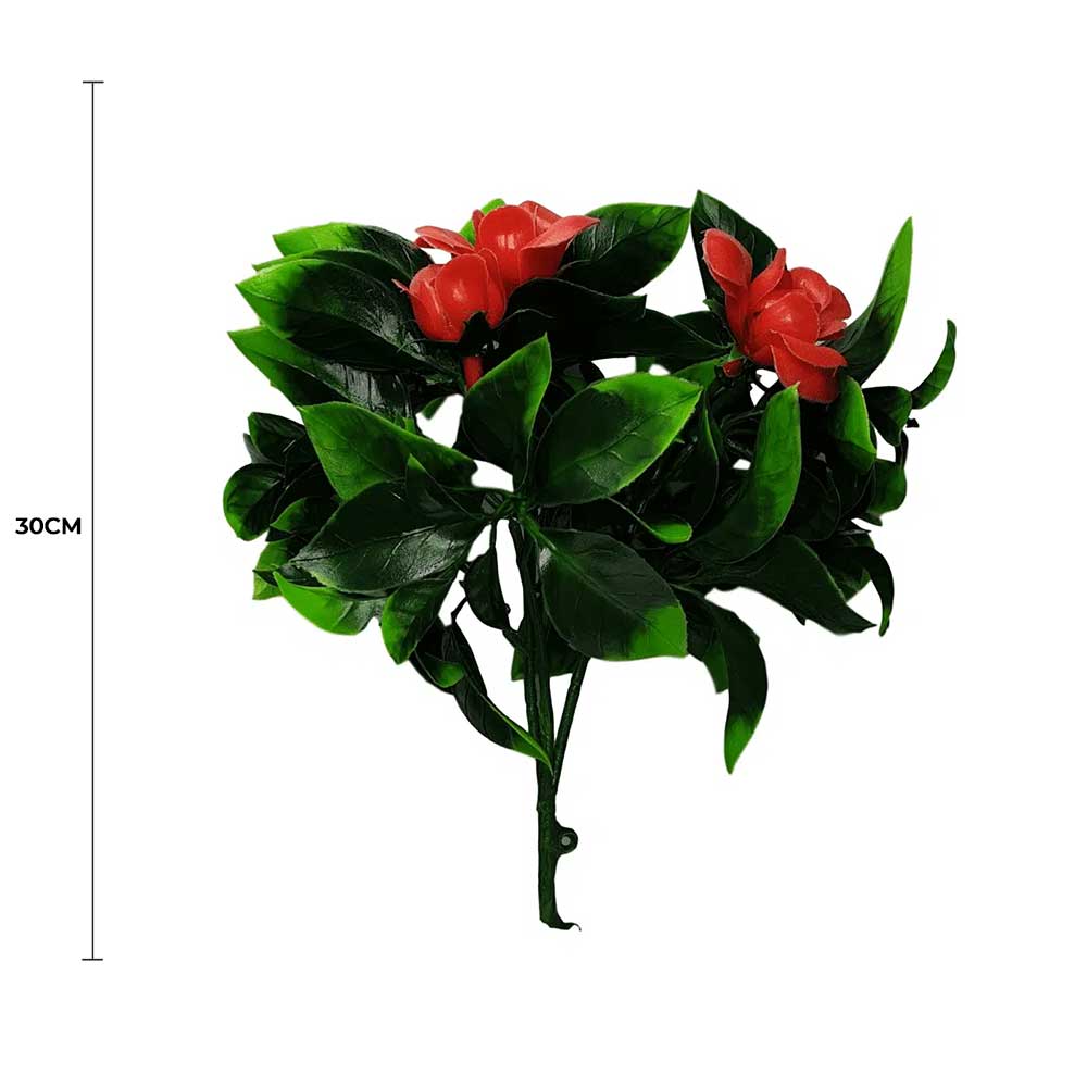 Artificial Flowering Red Rose Jasmine Stem UV Resistant 30cm - Lifelike Decor - SuperSaverAU - view 2