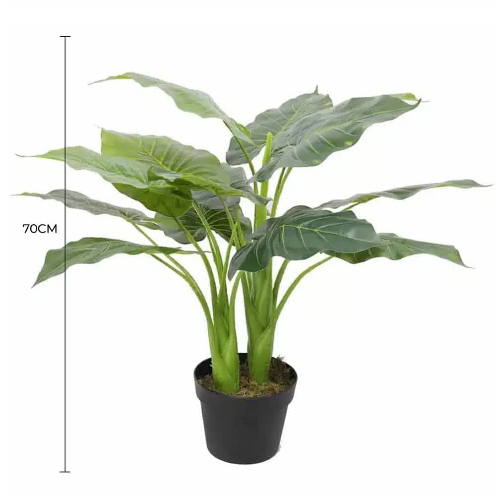 Artificial Potted Taro Plant - Faux Elephant Ear, 70cm, Indoor Decor - SuperSaverAU - view 2