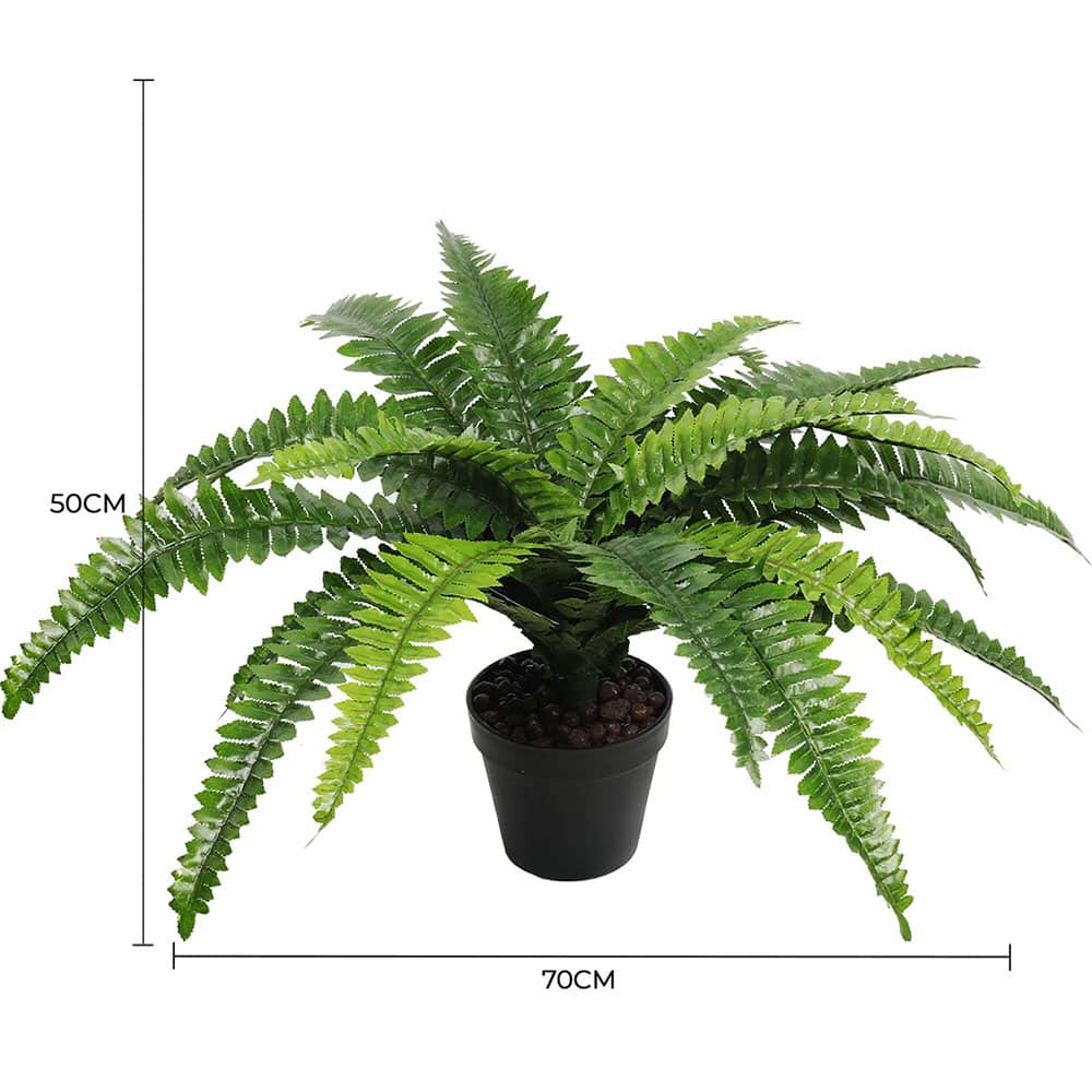 Nearly Natural Potted Boston Fern 50cm High 70cm Wide - Life-Like Foliage - SuperSaverAU - view 2