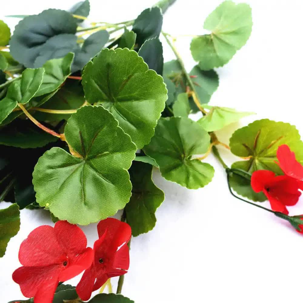 Designer Plants Artificial Geranium Hanging Bush with Red Flowers 60cm - UV Resistant, Low Maintenance - SuperSaverAU - view 4