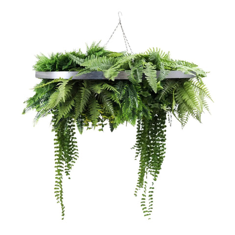 Silver Artificial Hanging Green Wall Disc 80cm UV Resistant Faux Foliage - SuperSaverAU - view 1