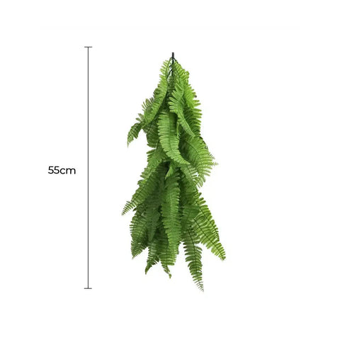 Artificial Fern Vine Garland 55cm, UV Resistant, Customizable Length, Lifelike Green - SuperSaverAU - view 1